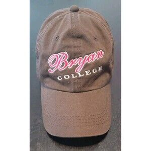 Women's BRYAN COLLEGE Hat Pink Embroidered Brown Strap Back Cap Dayton TN